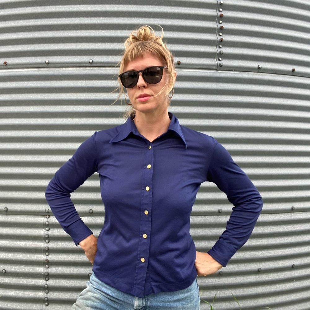 Vintage 70's Blouse with Brass detailed Buttons